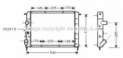 AVA QUALITY COOLING rt2258 -  Радиатор, охлаждение двигателя